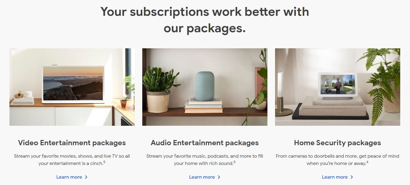 I pacchetti con l'hardware: Google Store: subscriptions I pacchetti con l'hardware: Google Store: subscriptions