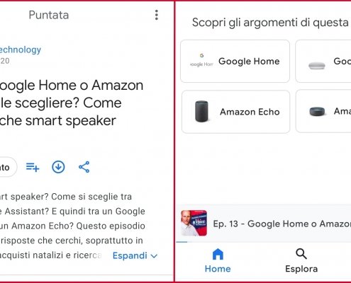 Google Podcasts mostra gli argomenti della puntata
