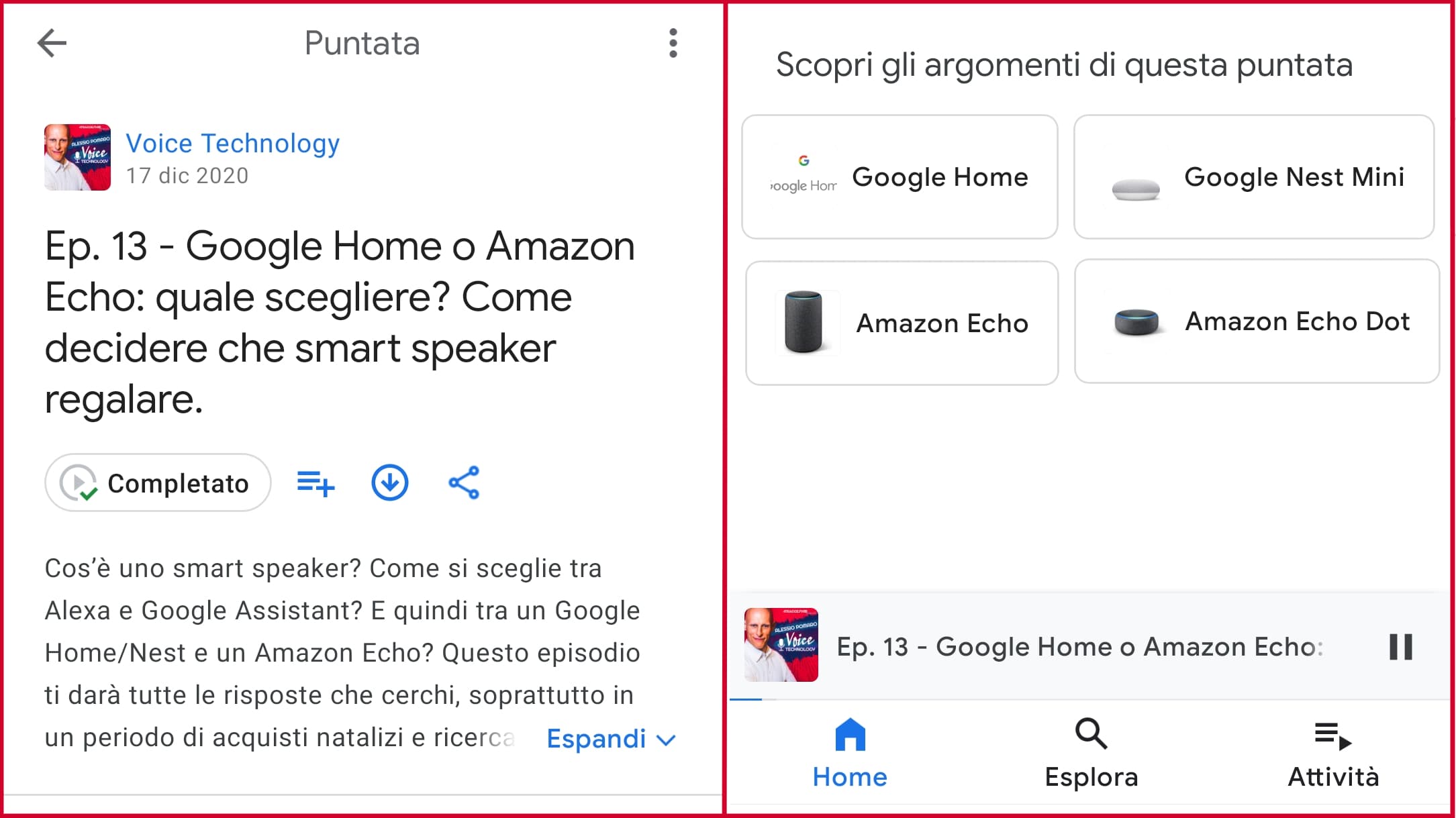 Google Podcasts mostra gli argomenti della puntata Google Podcasts mostra gli argomenti della puntata